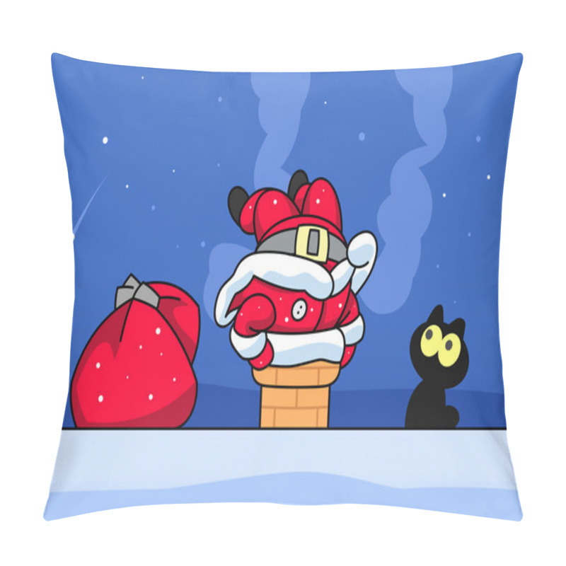 Personality  Santa Stuck On A Chimney Pillow Covers