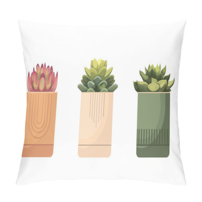 Personality  Potted Plants Collection. Succulents And House Plants. Hand Drawn Vector Art. Pillow Covers