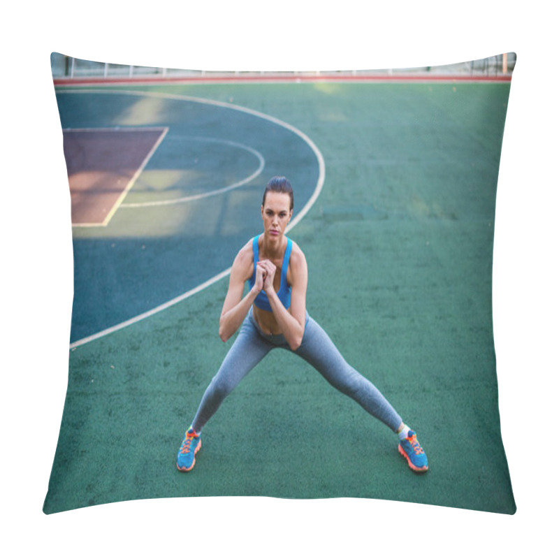 Personality  Woman Doing Exercises On Stadium Pillow Covers