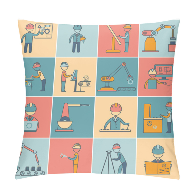 Personality  Engineering Icons Flat Line Pillow Covers