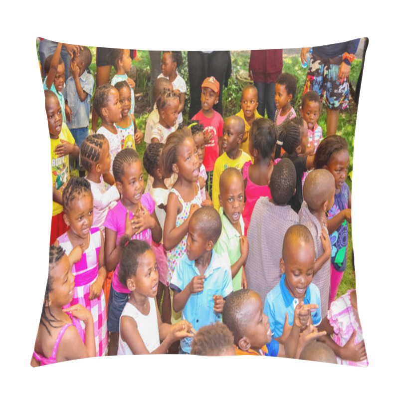 Personality  Soweto, South Africa - November 16, 2012: Young African Preschool Kids Singing Songs In The Playground Of A Kindergarten School  Pillow Covers