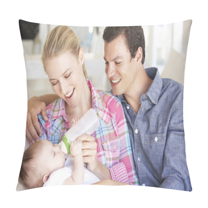 Personality  Family With Baby Feeding At Home Pillow Covers