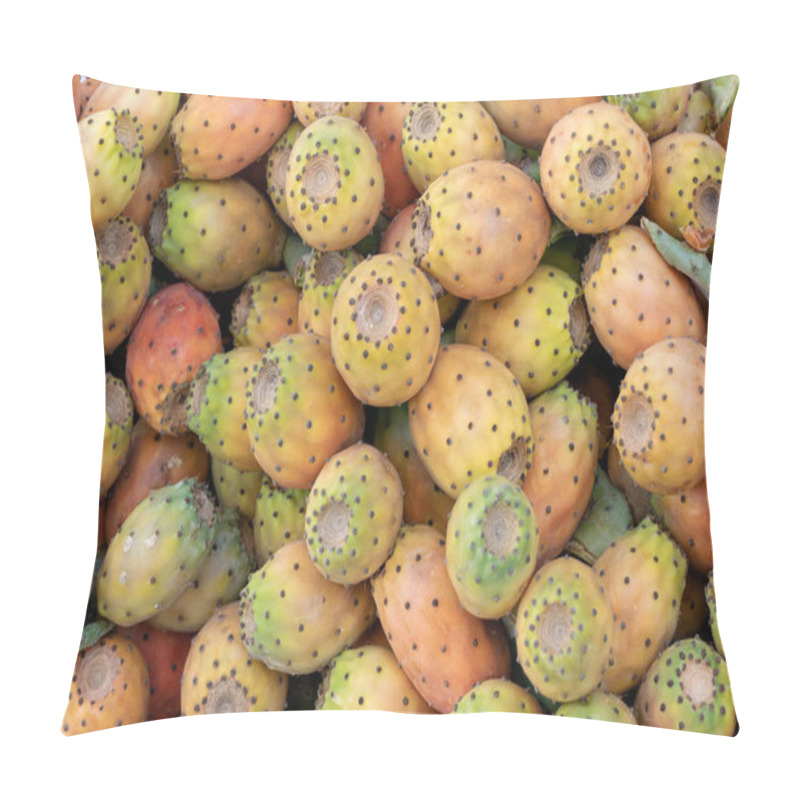 Personality  Indian Fig Opuntia. Opuntia Ficus-indica Is A Species Of Cactus That Has Long Been A Domesticated Crop Plant Important In Agricultural Economies Throughout Arid Of The World. Background Of Ripe Prickly Ly Pears. Pillow Covers