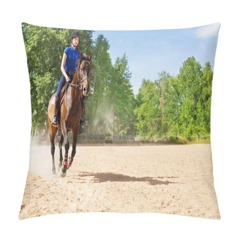 Personality  Horsewoman Riding Bay Horse Pillow Covers