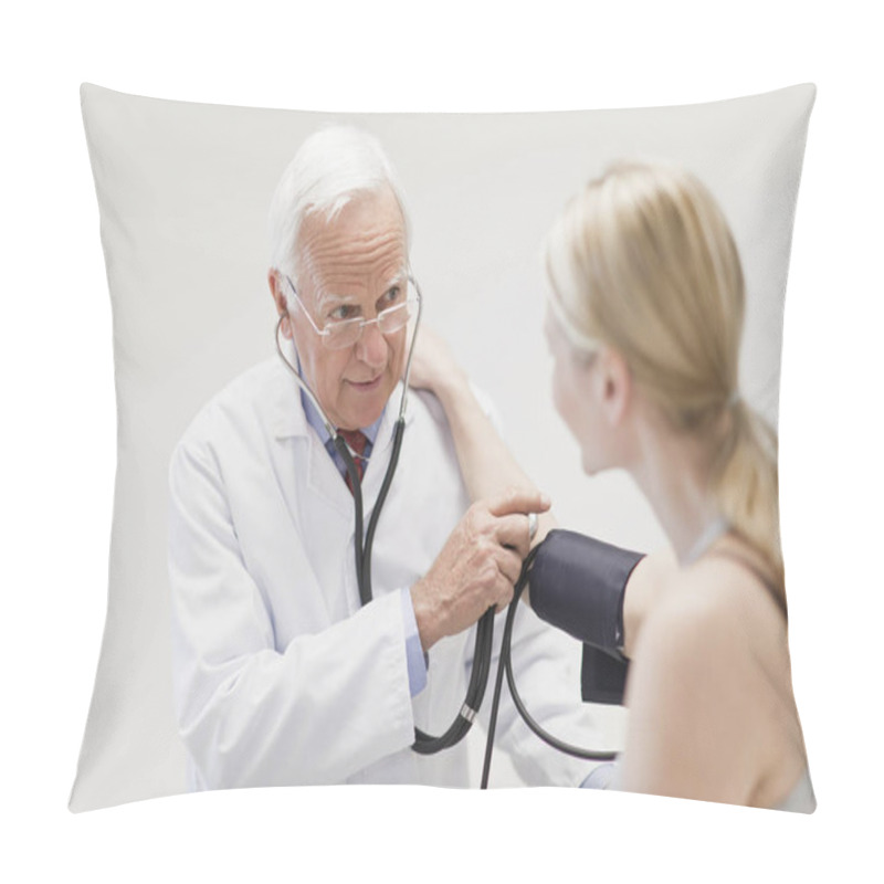 Personality  Doctor Taking Patient?s Blood Pressure Pillow Covers