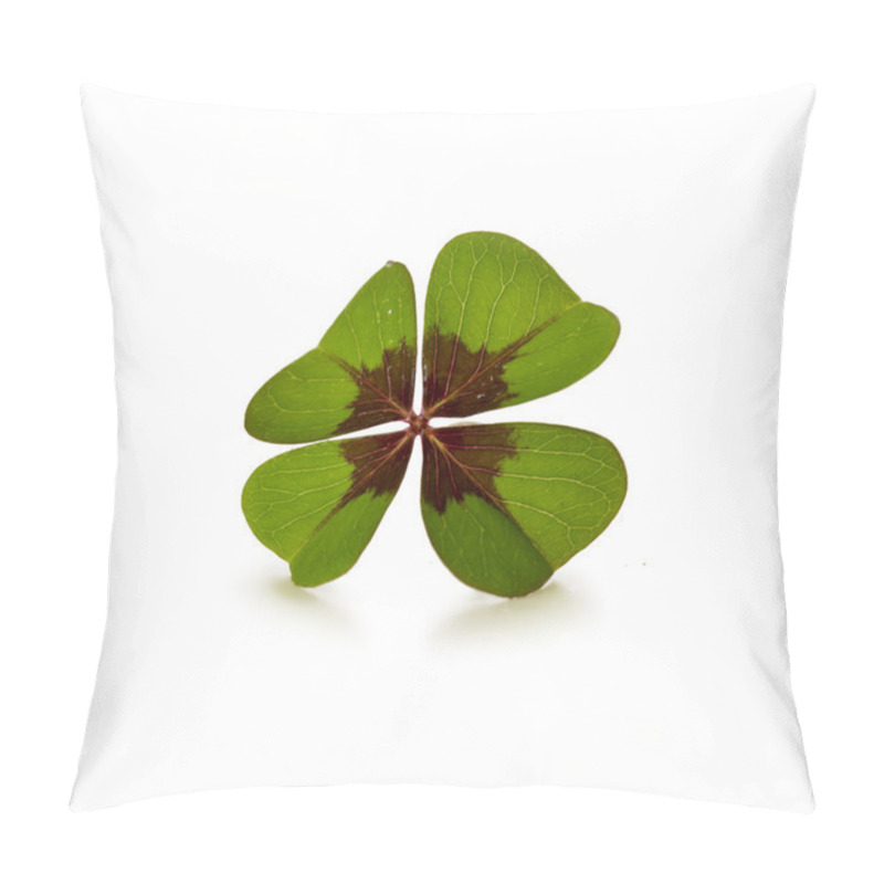 Personality  Four Leaf Clover  Isolated On White Background Pillow Covers