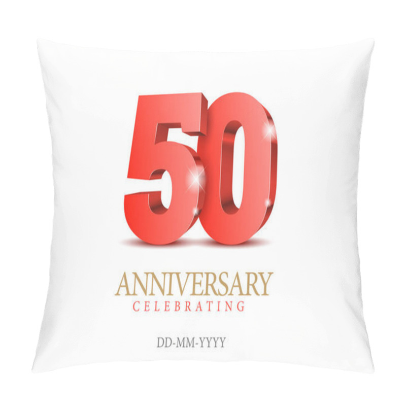 Personality  Anniversary 50. Red 3d Numbers. Pillow Covers