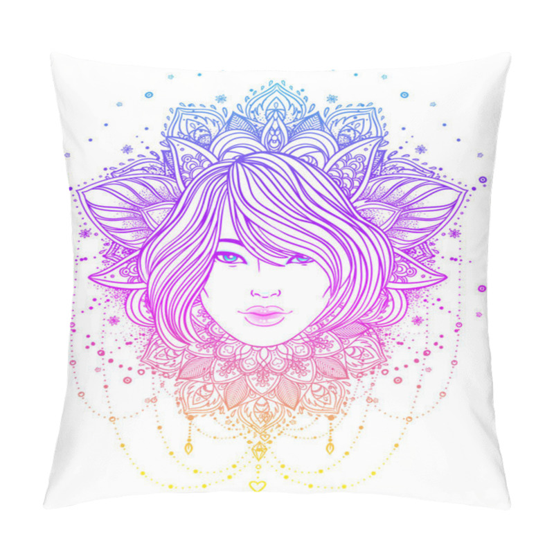 Personality  Tribal Fusion Boho Diva. Beautiful Asian Divine Girl With Ornate Pillow Covers