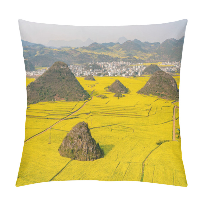 Personality  The Amazing Yellow Canola Field In Yunnan Province In China Pillow Covers