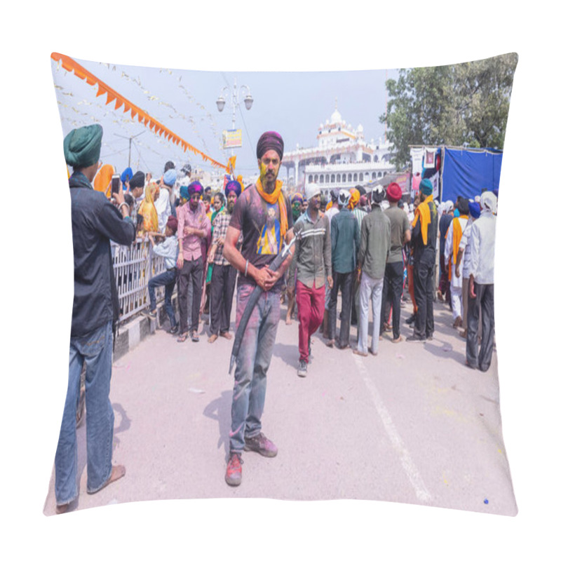 Personality  Kulashekharapatnam, Tamilnadu, India - October 11 2024: Kulasai, Portrait Of Indian Hindu Devotee With Painted Face And Dressed As Goddess Kali To Perform The Rituals Of Kulasai Dasara Cult Festival. Pillow Covers