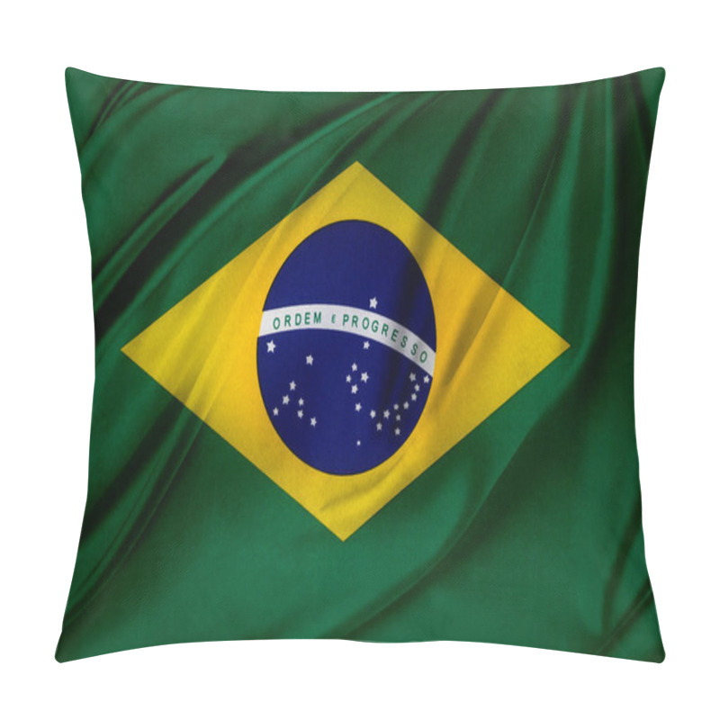 Personality  Close-up Of Silky Brazilian Flag Pillow Covers