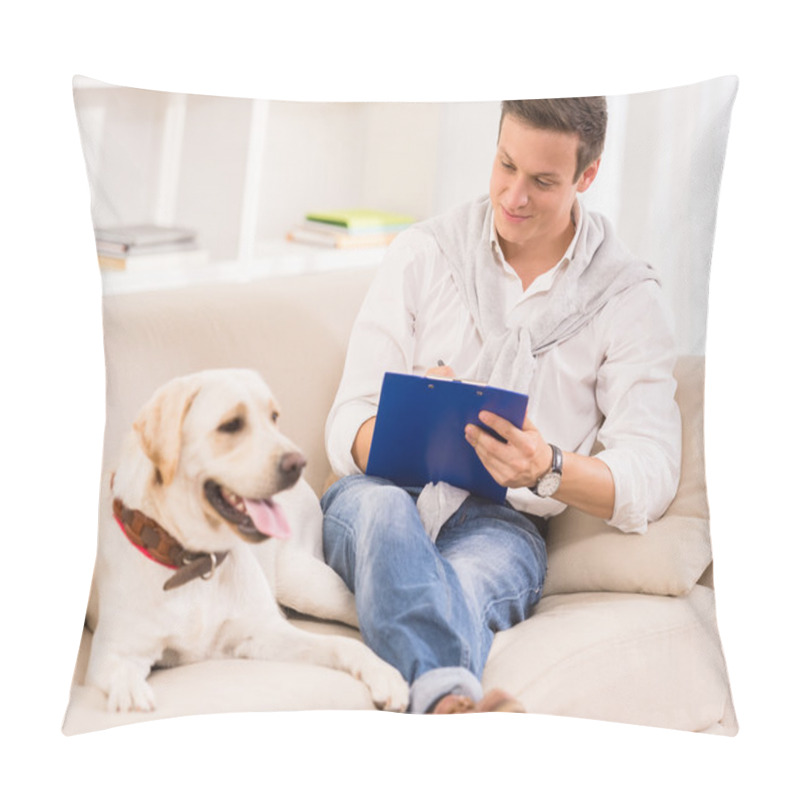 Personality  Young Man With Dog Pillow Covers