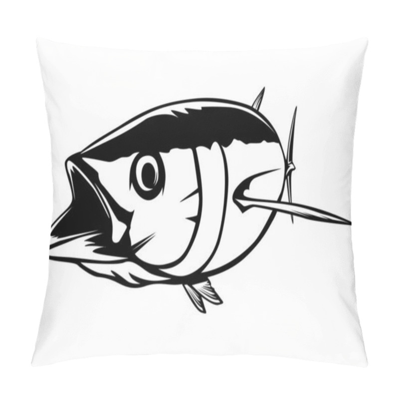 Personality  Tuna Big Fishing On White Logo Illustration. Vector Illustration Can Be Used For Creating Logo And Emblem For Fishing Clubs, Prints, Web And Other Crafts. Pillow Covers