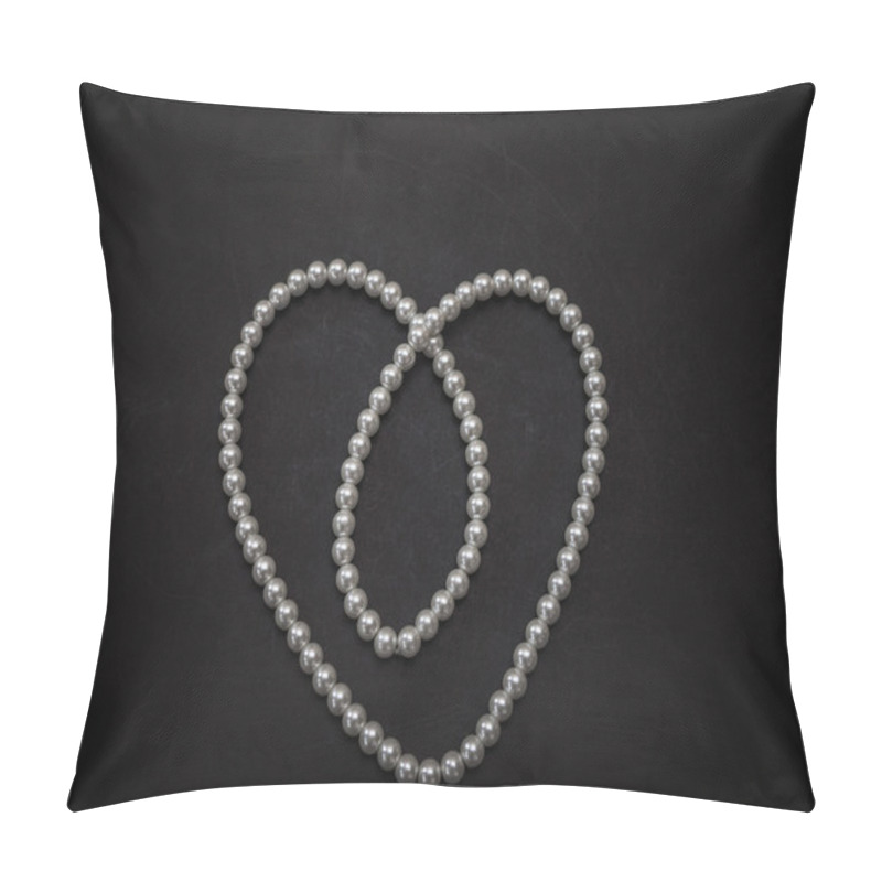 Personality  Gorgeous  Amazing White Pearl Fashionable Jewelry, Necklace Shaped As Valentine Heart On Dark Grey Background Pillow Covers