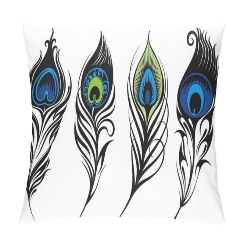 Personality  Stylized, Vector Peacock Feathers Pillow Covers