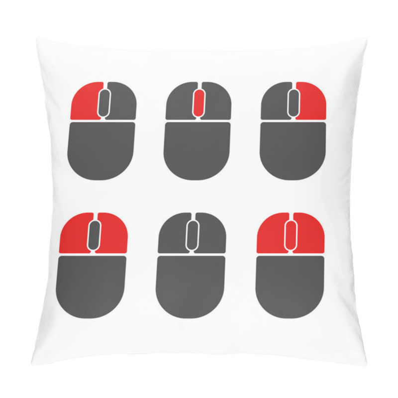 Personality  Mouse Buttons Click Isolated Vector Icons Set. Computer Mouse Buttons Indication Left Click, Scroll, Right Click Demonstration, Both Pillow Covers