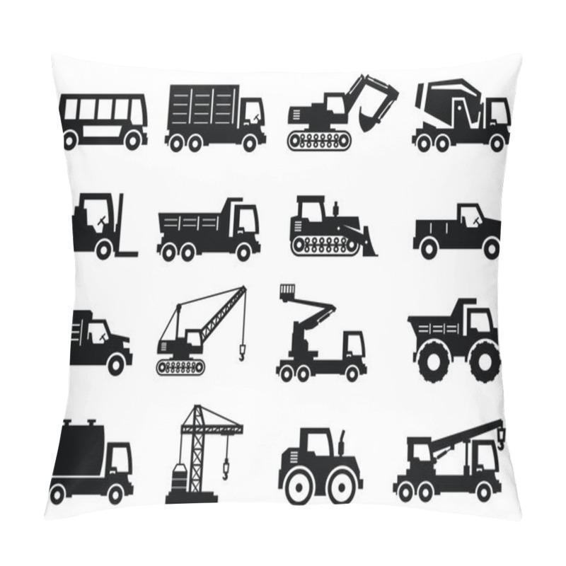 Personality  Construction Transport Icons Pillow Covers