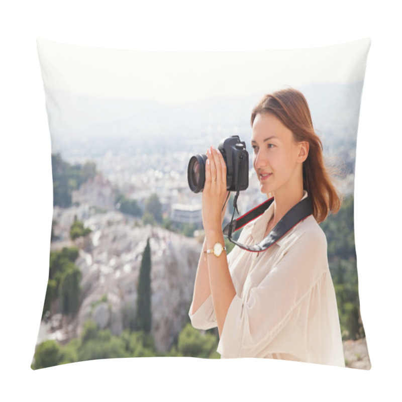 Personality  The Tourist Near The Acropolis Of Athens, Greece Pillow Covers