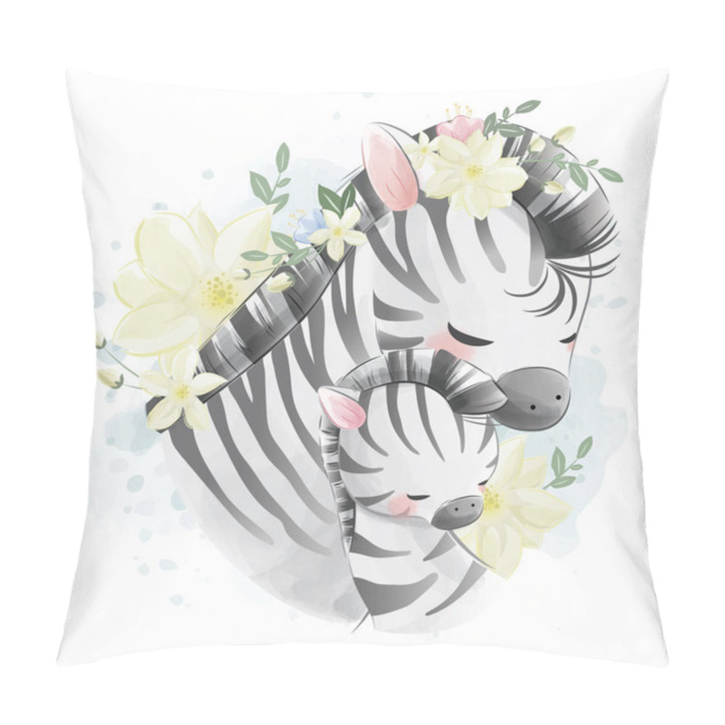 Personality  Mommy And Baby Zebra Hugging Each Other Pillow Covers