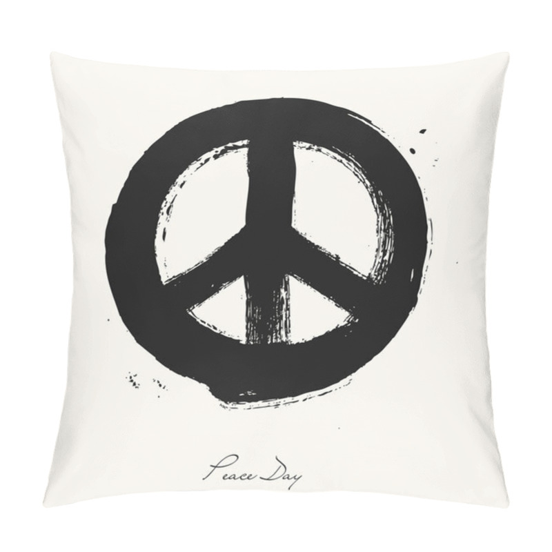 Personality  Isolated Hand Drawn Peace Symbol Brush Style Composition EPS10 F Pillow Covers