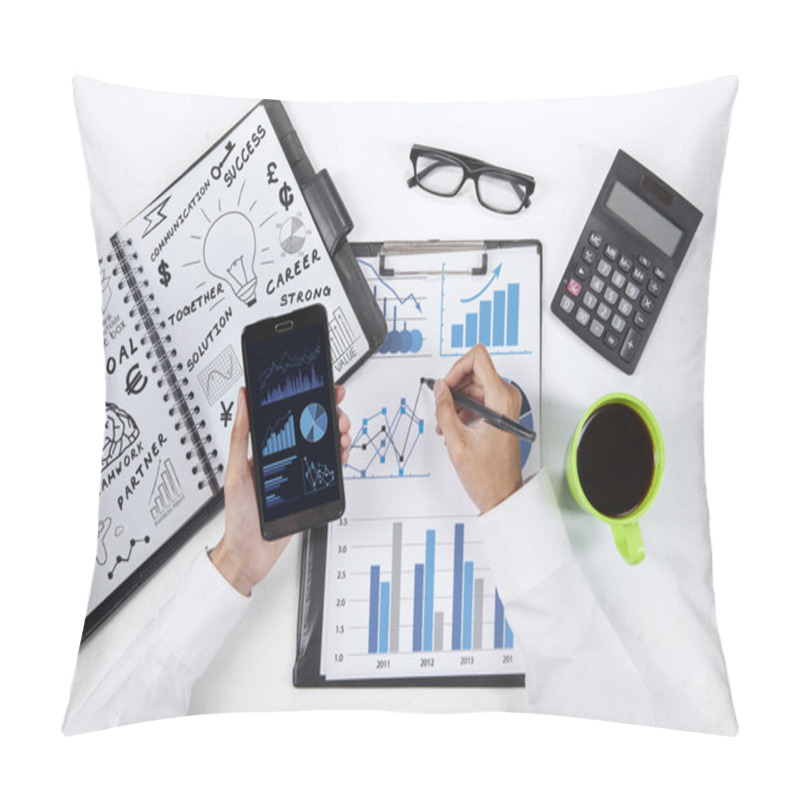 Personality  Businessman Hands Working With Smartphone 1 Pillow Covers