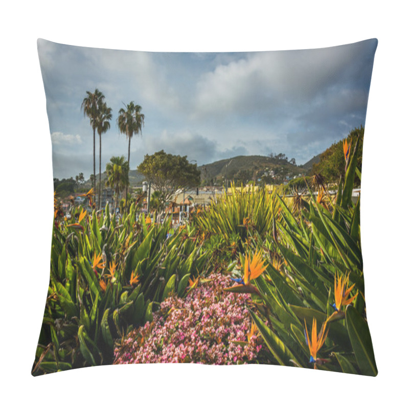 Personality  Beautiful Gardens In Downtown Laguna Beach, California. Pillow Covers