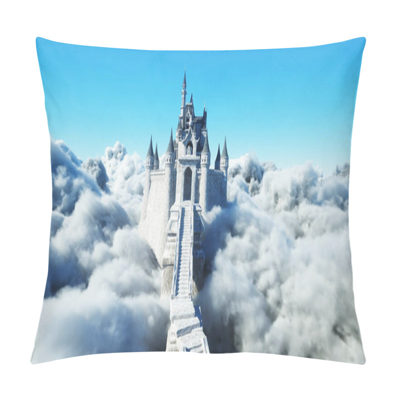 Personality  Fairytale Palace In Clouds. Aerial View. Overclouds. 3d Rendering Pillow Covers