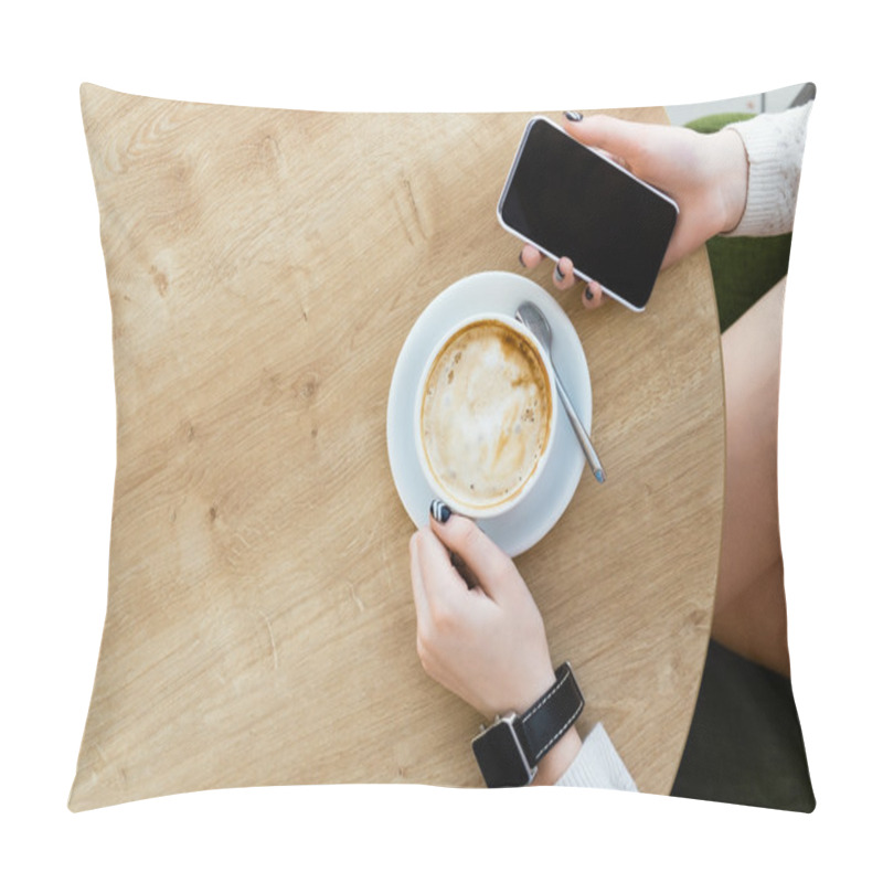 Personality  Cup Of Coffee, Watch And Mobile Phone Pillow Covers