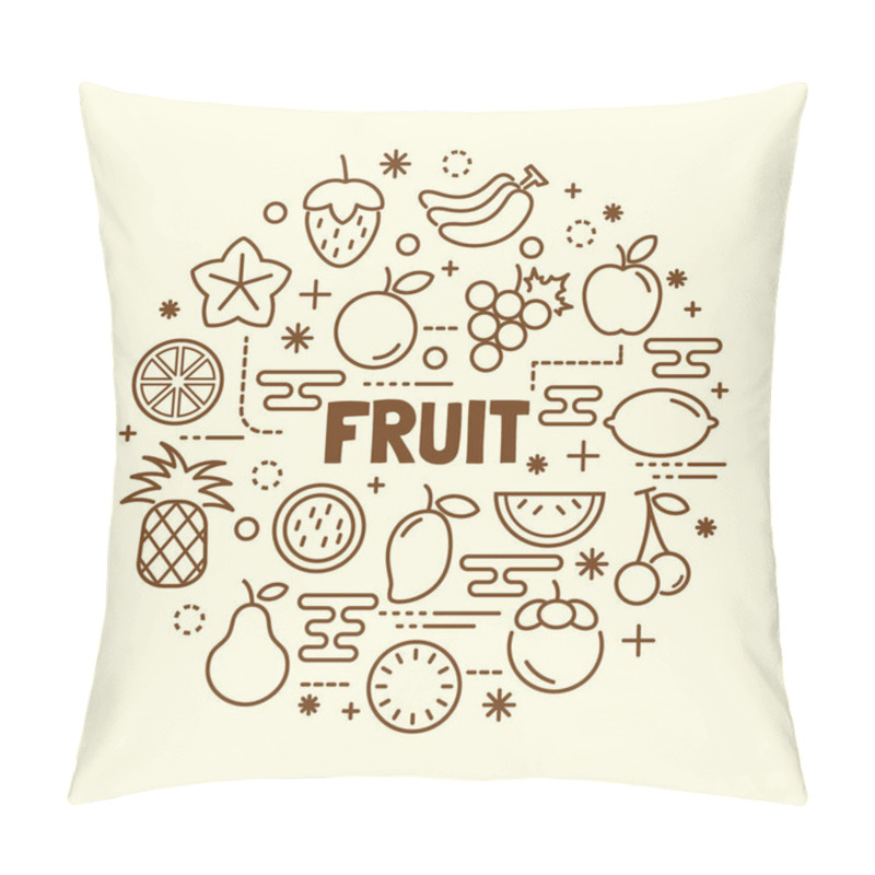 Personality  Fruit Minimal Thin Line Icons Set Pillow Covers