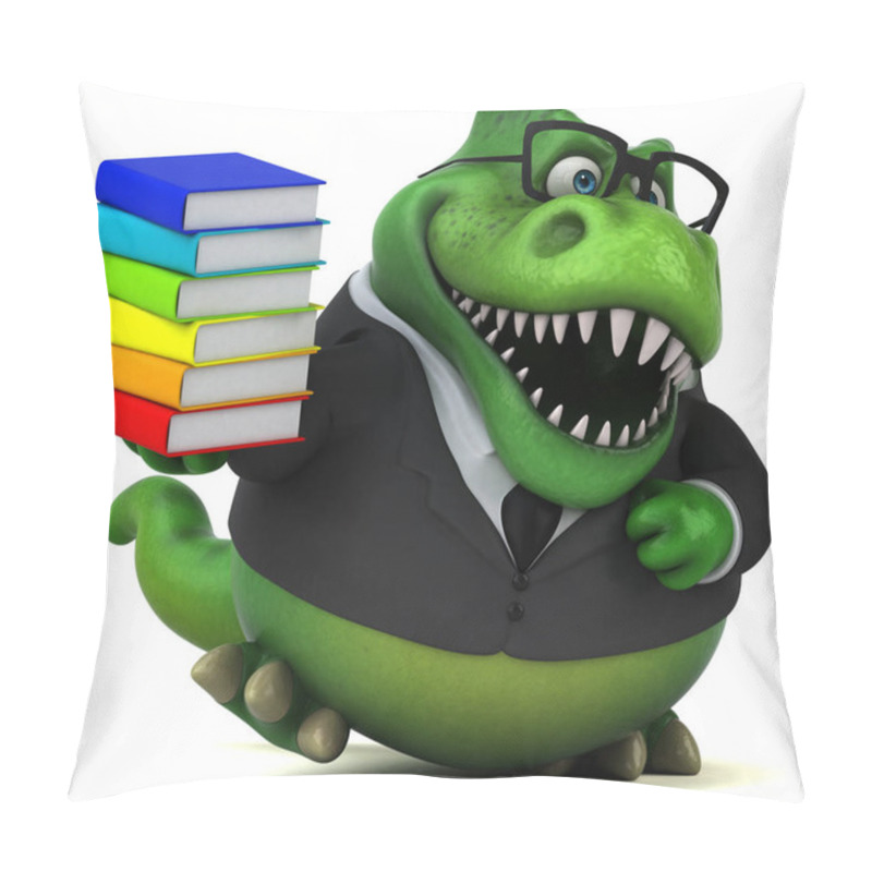 Personality  Funny Cartoon Character With Books   - 3D Illustration Pillow Covers