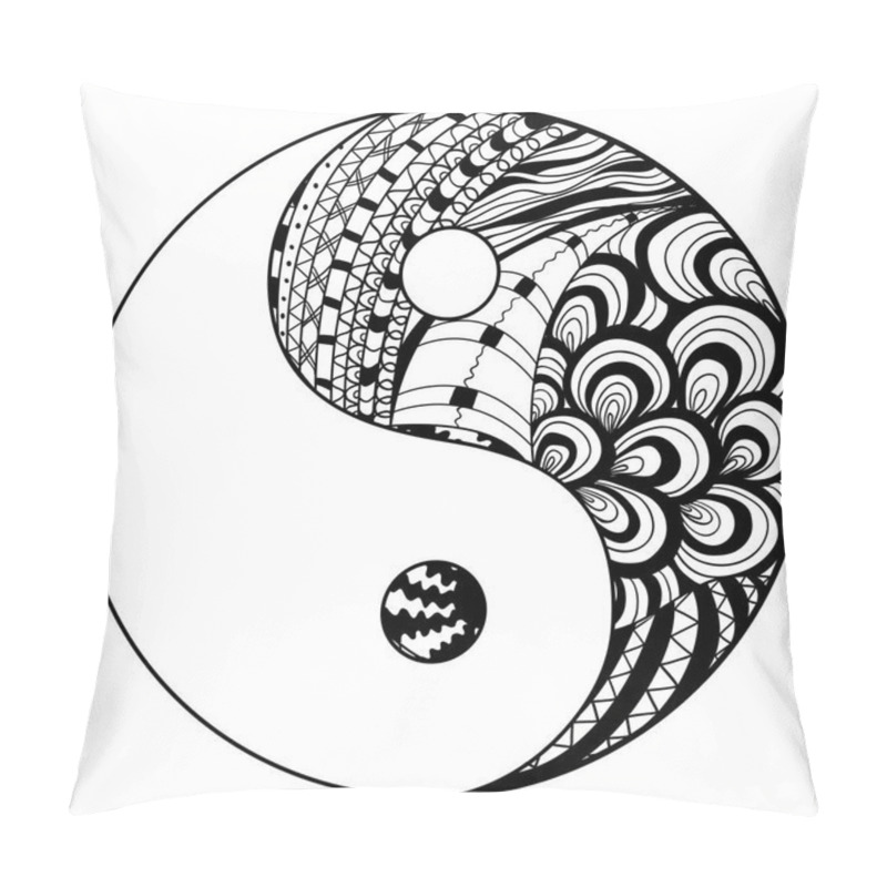 Personality  Yin And Yang. Zentangle. Pillow Covers