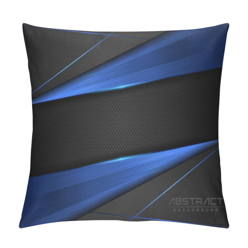 Personality  Modern Dark Background And Blue Lines In 3d Abstract Style. Futuristic Background Vector Illustration Design Pillow Covers