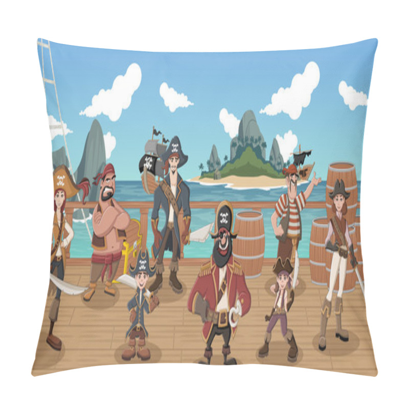 Personality  Cartoon Pirates On A Decks Of A Ship Pillow Covers