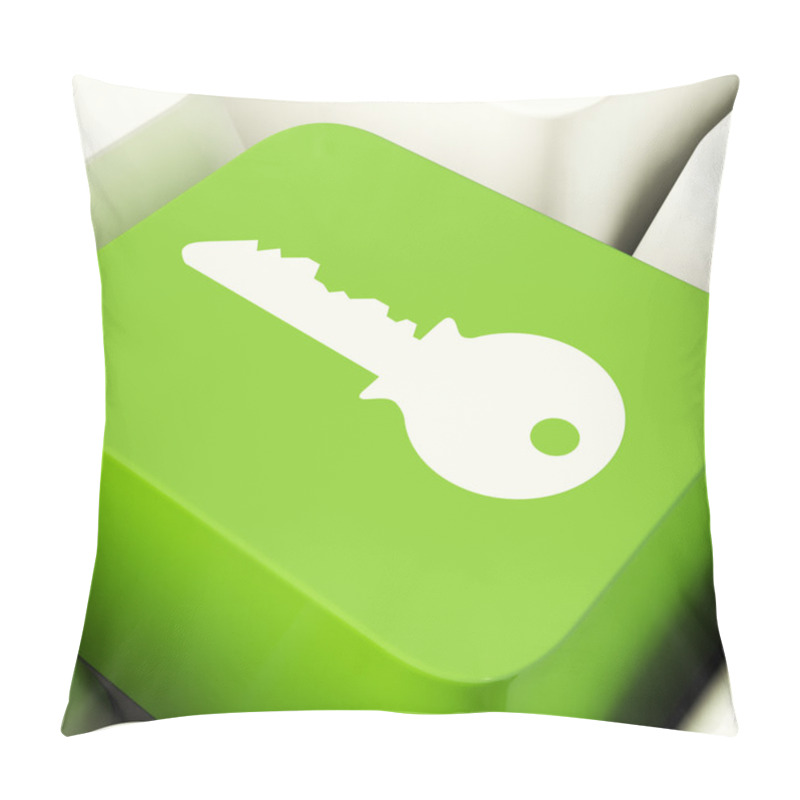 Personality  Key Computer Button In Green Showing Security And Protection Pillow Covers