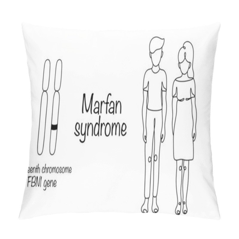 Personality  A Hereditary Disease Caused By A Gene Mutation. A Drawn Human Chromosome With A Defect And The Manifestation Of The Disease In The Form Of Tall Stature And Long Limbs In People. Marfan Syndrome. Pillow Covers