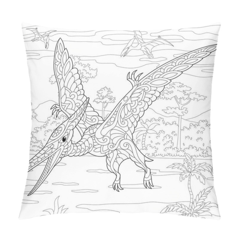 Personality  Zentangle Pterodactyl Dinosaur Pillow Covers