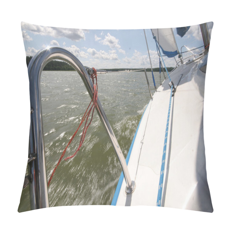 Personality  Splashes Of Water Seen From Speeding Yacht Under Sails Pillow Covers