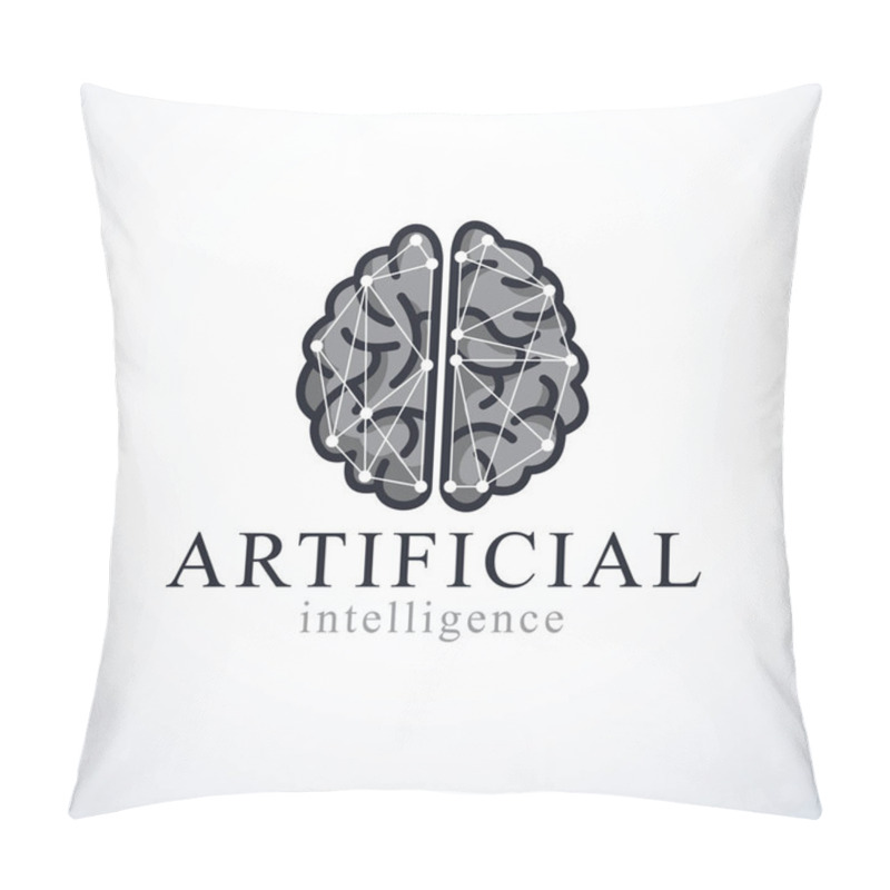 Personality  Artificial Intelligence Concept Vector Logo Design. Human Anatomical Brain With Electronics Technology Elements Icon. Smart Software, Futuristic Idea Of Intelligent Machines And Computer Programs. Pillow Covers