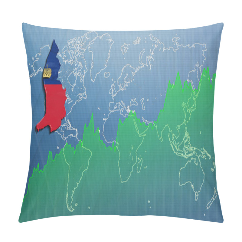 Personality  Map Of Liechtenstein, Financial Success, Economy Growth Pillow Covers