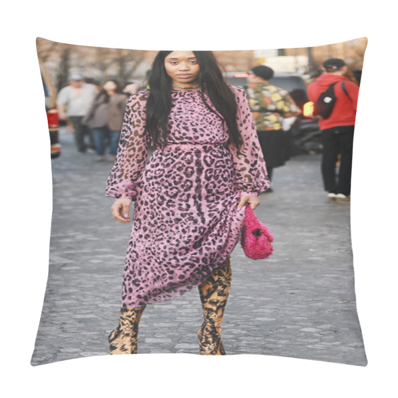 Personality  Paris, France - February 27, 2019: Street Style Outfit -  Fashionable Person After A Fashion Show During Paris Fashion Week - PFWFW19 Pillow Covers