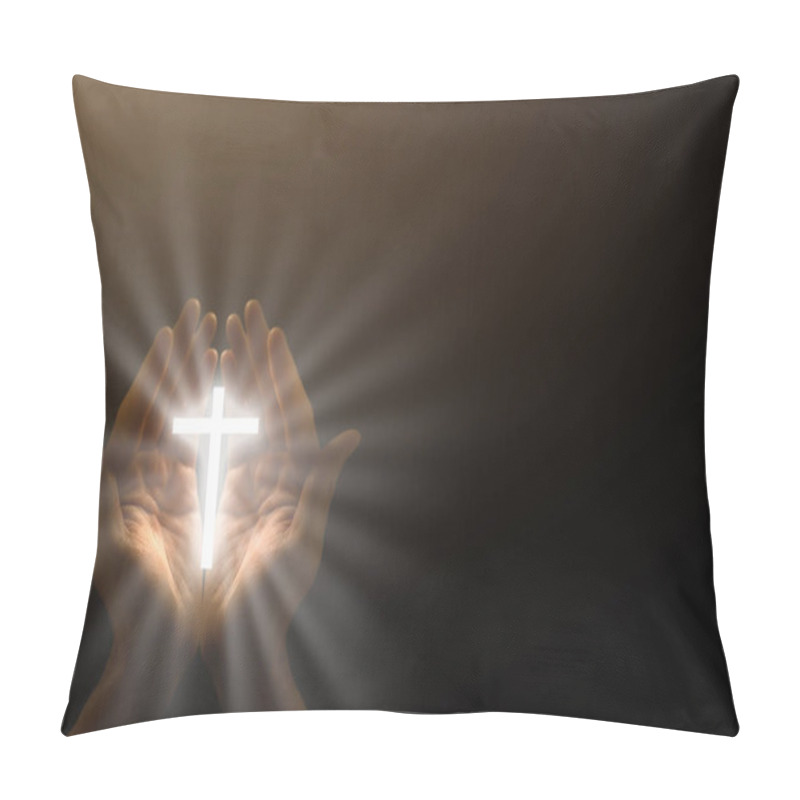 Personality  Man Hands Praying In Dark Background Pillow Covers