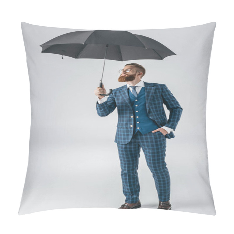 Personality  Attractive Young Man With Umbrella Pillow Covers