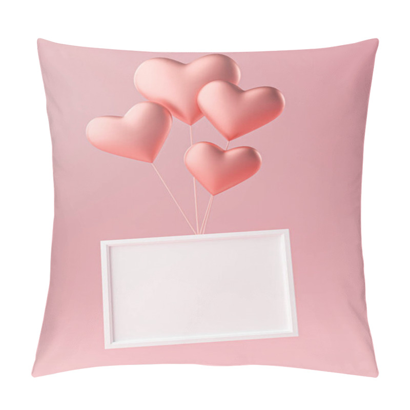 Personality  Photo Frame Flying With Love Heart Ballon Mockup Template 3D Rendering Pillow Covers