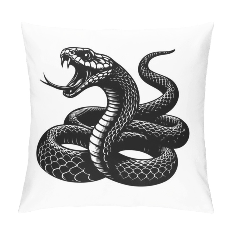 Personality  Black Mamba Snake Hand Drawn Vector Graphic Asset Pillow Covers