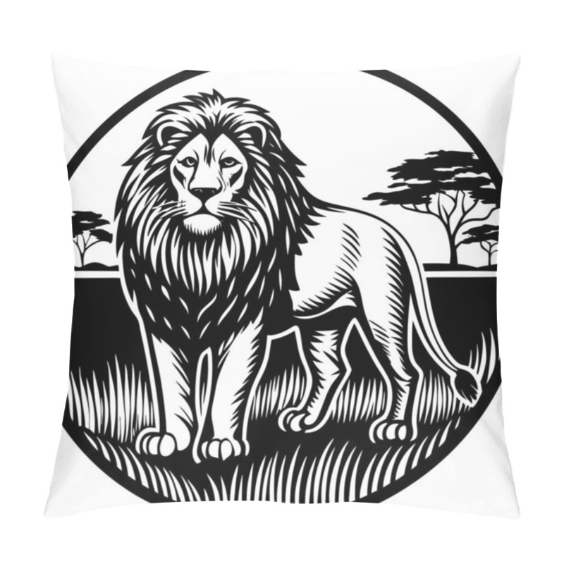 Personality  A Stunning Lion Silhouette Illustration Capturing The Regal Essence Of The King Of The Jungle. Perfect For Wildlife-themed Projects, Posters, Logos, And More. Pillow Covers