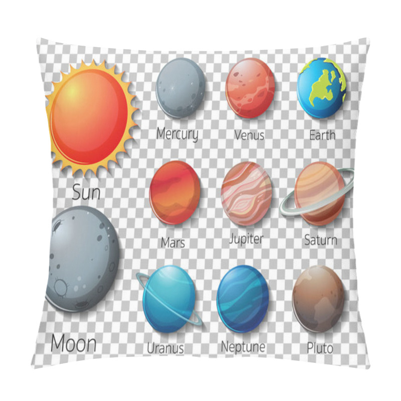 Personality  Set Of Solar System Planets Isolated On Transparent Background Illustration Pillow Covers