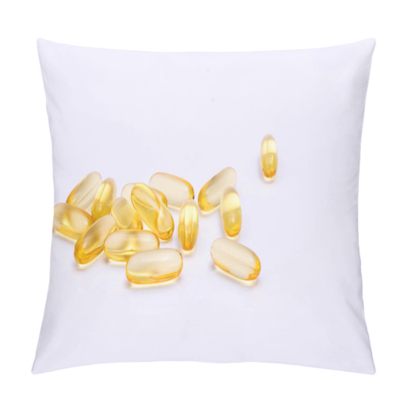 Personality  Fish Oil Omega 3 Gel Capsules On A White Background Pillow Covers