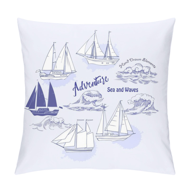 Personality  Background With Ships And Waves Pillow Covers