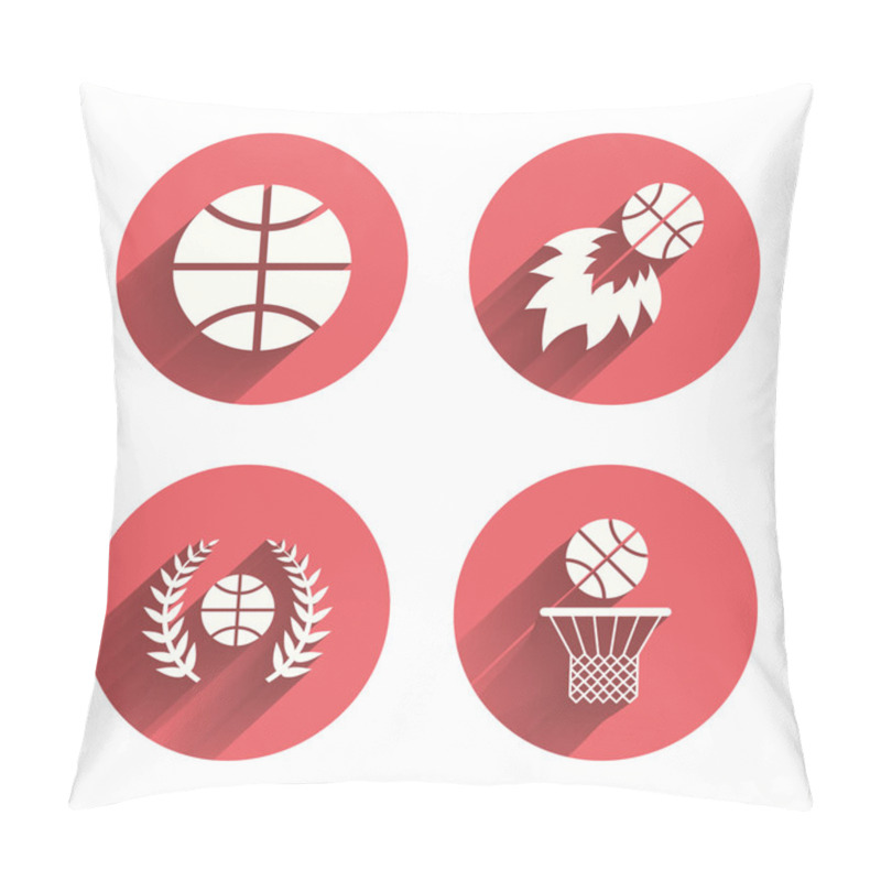 Personality  Basketball Icons. Ball With Basket And Fireball. Pillow Covers