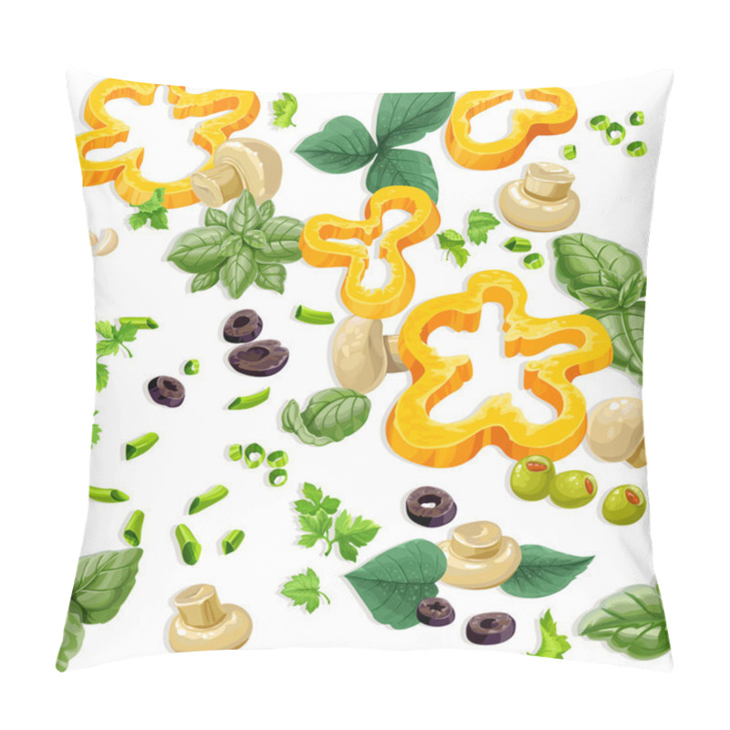 Personality  Seamless Ornament Vegetarian Fresh Juicy Vegetables And Herbs Pillow Covers